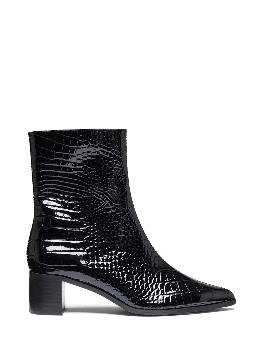 Zara • Croc embossed block heel ankle boots